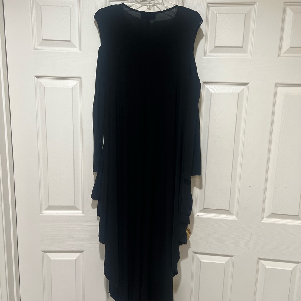 Joseph Ribkoff Harem Draped Slouchy Cold Shoulder Zip Jumpsuit Stretch‎ Goth 16 - Picture 7 of 11